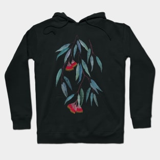 Eucalyptus leaves and flowers on dark Hoodie